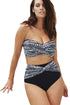 Plus Size Monochrome Spotted High Waist Bikini Swimsuit